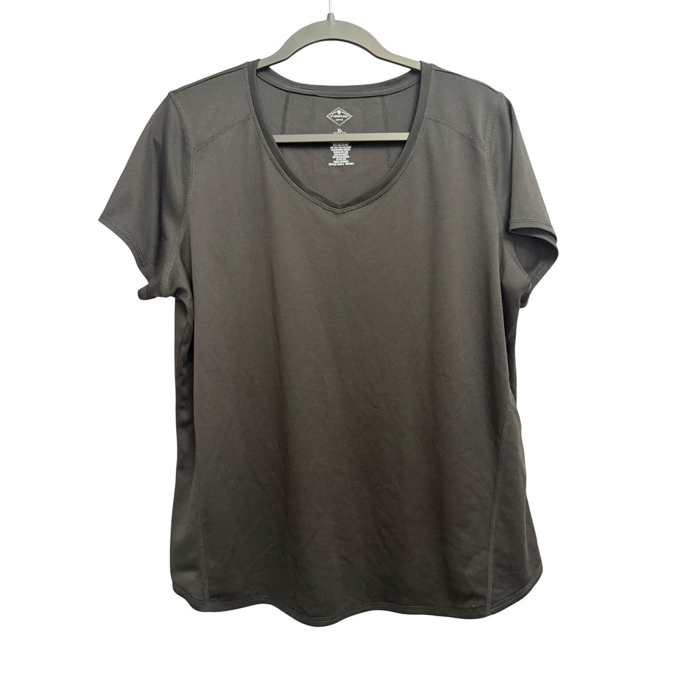 St Johns Bay Active Quick-Dri V-Neck T-Shirt Womens XL‎ Black Short Sleeve Tee